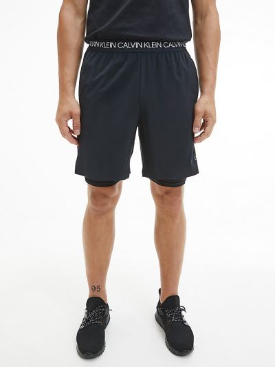 Calvin Klein Ruhák HU296611 | Calvin Klein Logo Waistband Gym Férfi Rövidnadrág Fekete